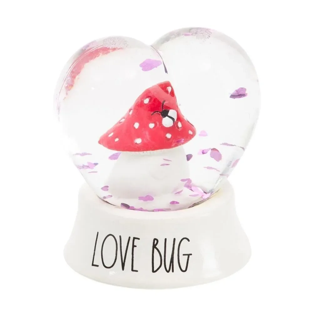Rae Dunn White Red Love Bug Snow Globe Heart Shaped Valentine's Day NEW IN BOX